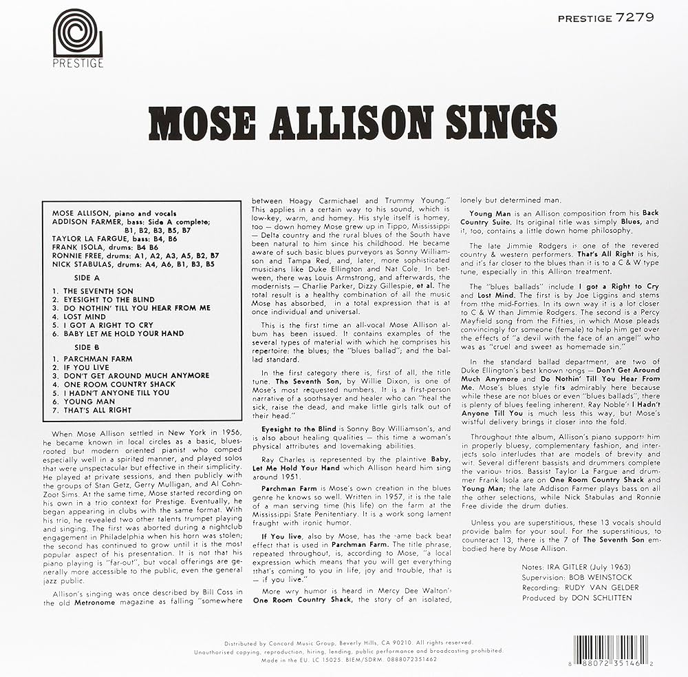 Amazon.co.jp: Mose Allison Sings -Hq- [Analog]: ミュージック